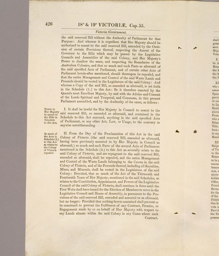 Victoria Constitution Act 1855 (UK), p426