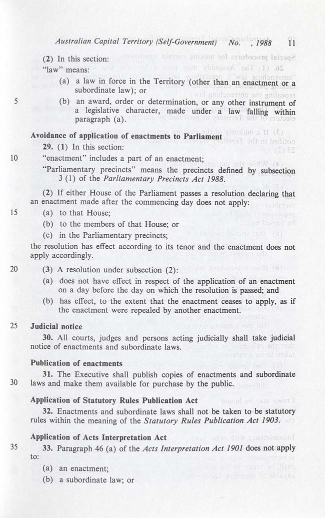 Australian Capital Territory (Self-Government) Act 1988 (Cth), p11
