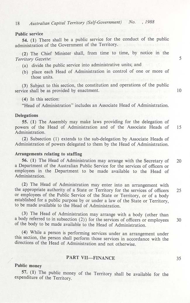 Australian Capital Territory (Self-Government) Act 1988 (Cth), p18