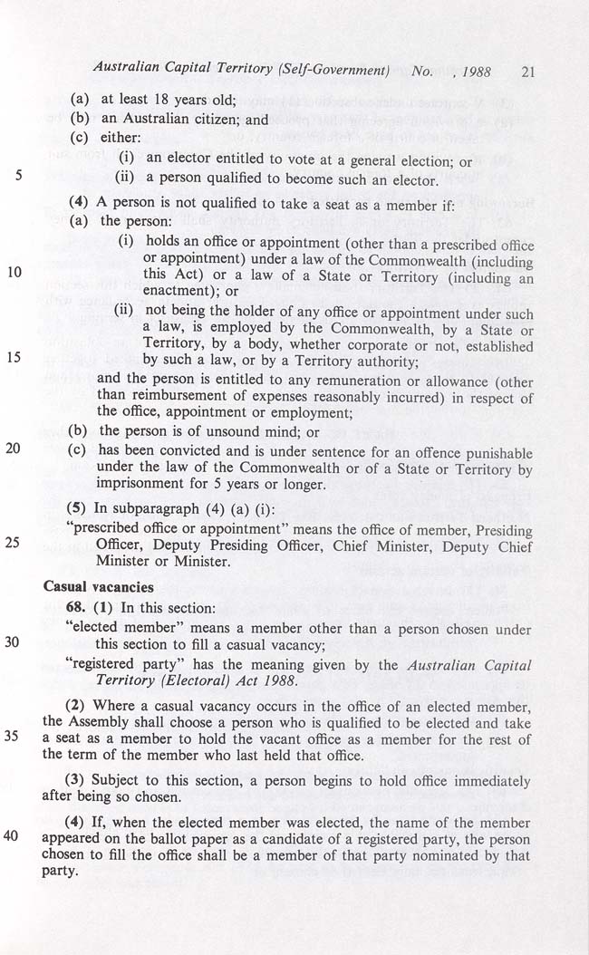 Australian Capital Territory (Self-Government) Act 1988 (Cth), p21