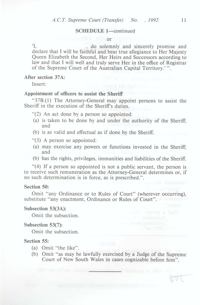 ACT Supreme Court Transfer Act 1992 (Cth), p11