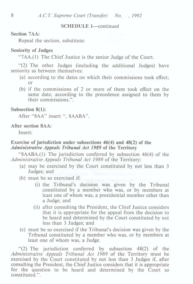 ACT Supreme Court Transfer Act 1992 (Cth), p8