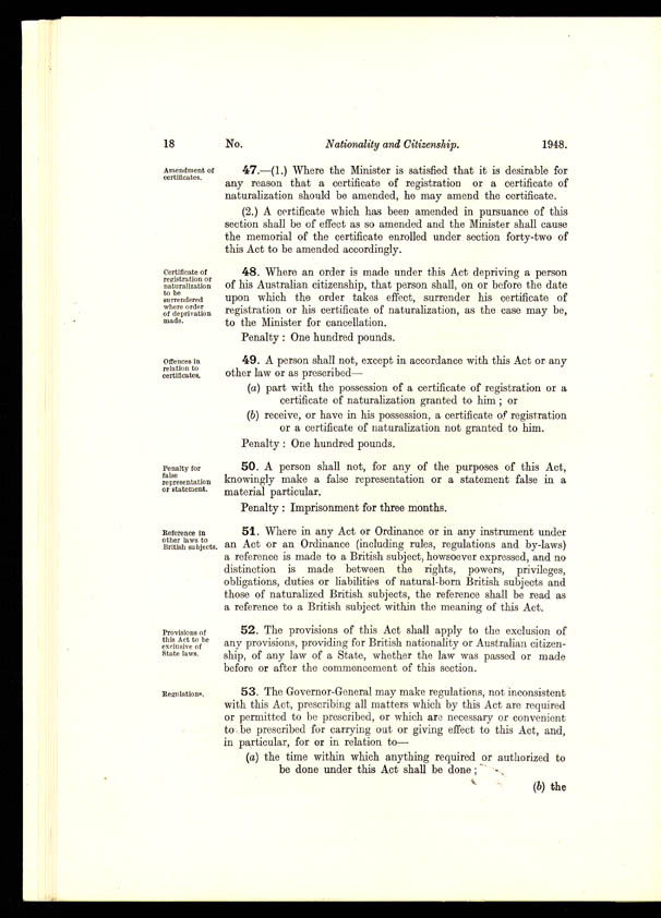 Nationality and Citizenship Act 1948 (Cth), p18