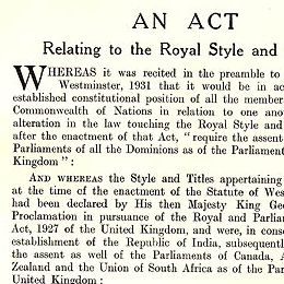 Detail from the Act relating to Royal Style and Titles.