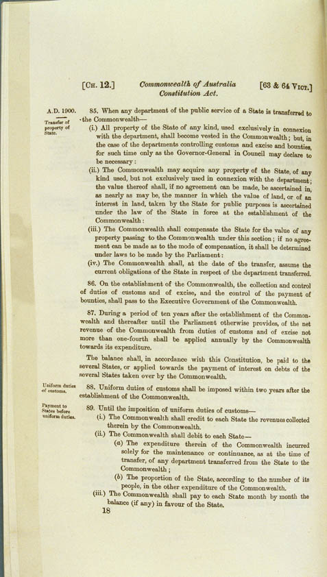 Commonwealth of Australia Constitution Act 1900 (UK), p18