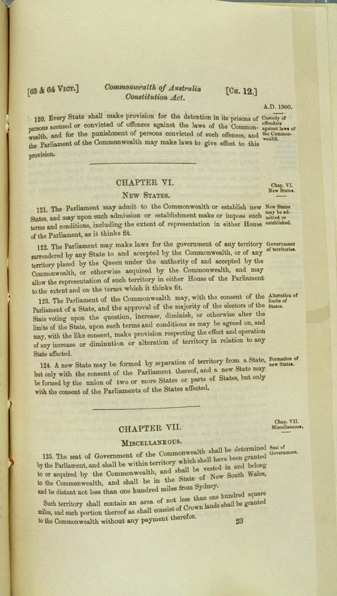 Commonwealth of Australia Constitution Act 1900 (UK), p23