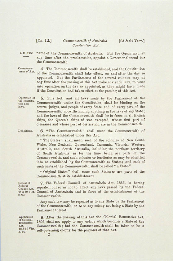 Commonwealth of Australia Constitution Act 1900 (UK), p2