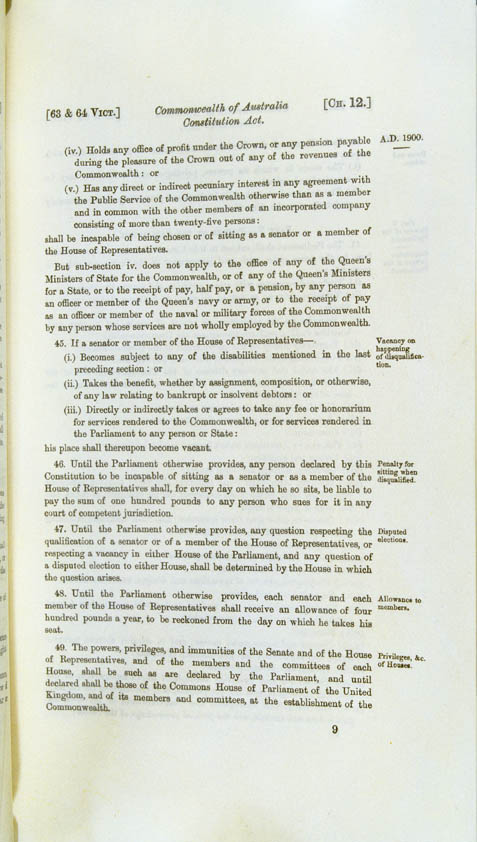 Commonwealth of Australia Constitution Act 1900 (UK), p9