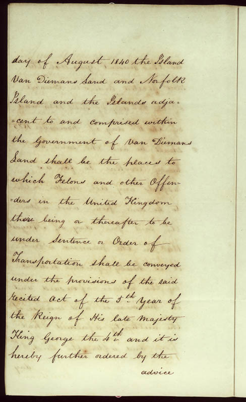 Order-in-Council ending transportation of convicts 22 May 1840 (UK), p12