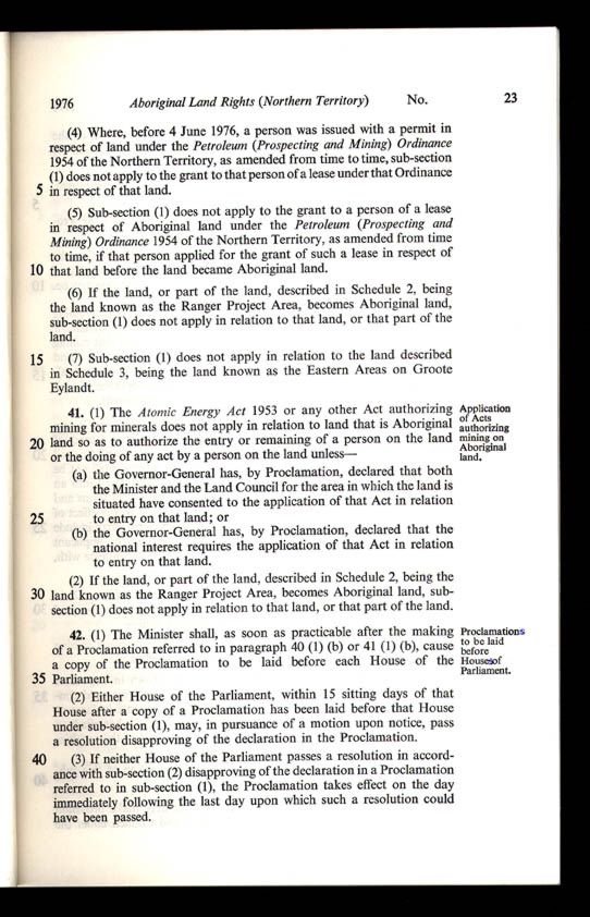 Aboriginal Land Rights (Northern Territory) Act 1976 (Cth), p23