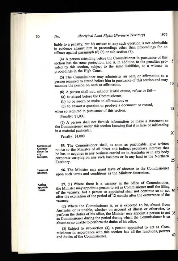 Aboriginal Land Rights (Northern Territory) Act 1976 (Cth), p30