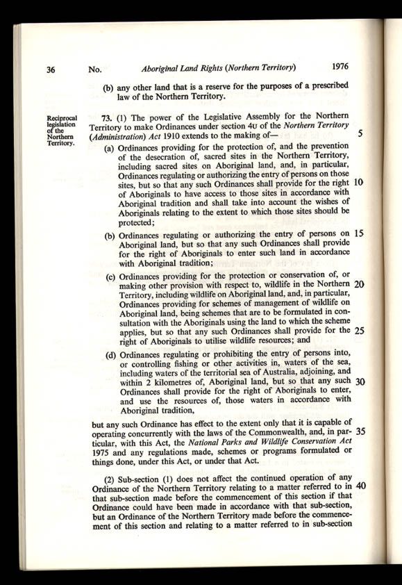 Aboriginal Land Rights (Northern Territory) Act 1976 (Cth), p36