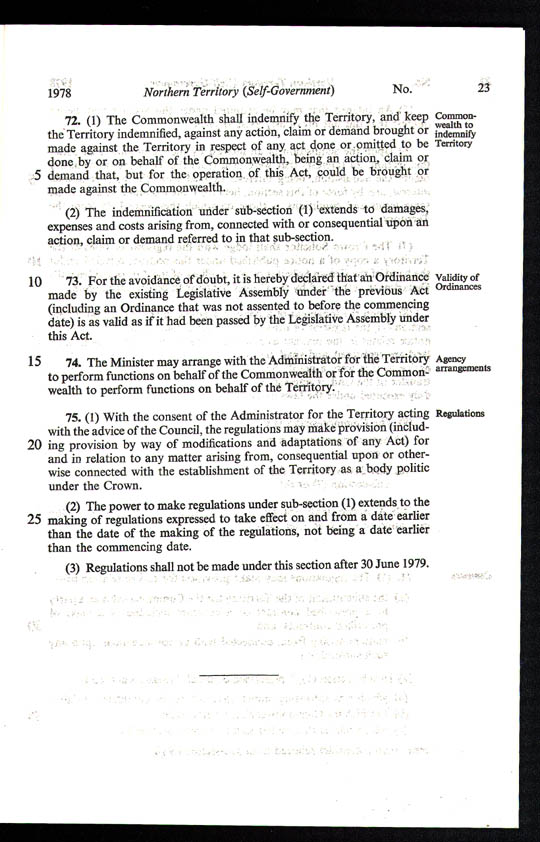 Northern Territory (Self-Government) Act 1978 (Cth), p23