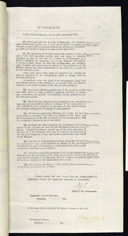 Pacific Island Labourers Act Amendment Act 1884 (Qld), p3