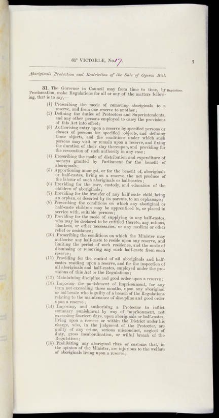 Aboriginals Protection and Restriction of the Sale of Opium Act 1897 (Qld), p7