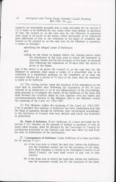 Aborigines and Torres Strait Islanders (Land Holding) Act 1985 (Qld), p14