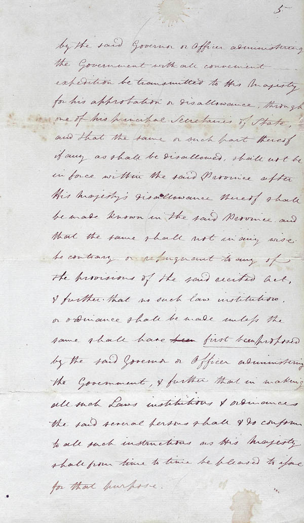 Order-in-Council Establishing Government 23 February 1836 (UK), p5