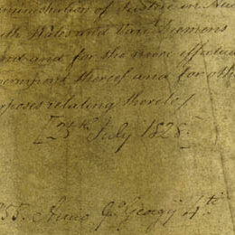 This detail shows the brown handwritten title of the document.