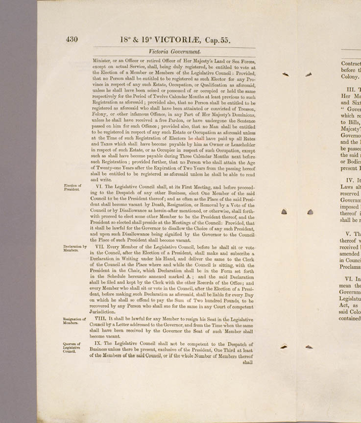 Victoria Constitution Act 1855 (UK), p430