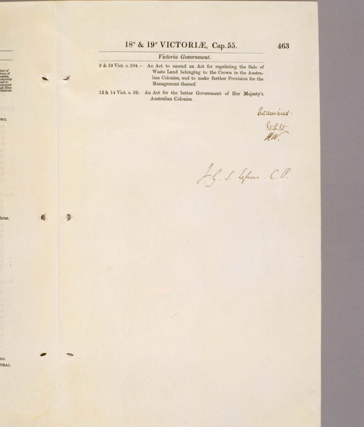 Victoria Constitution Act 1855 (UK), p463