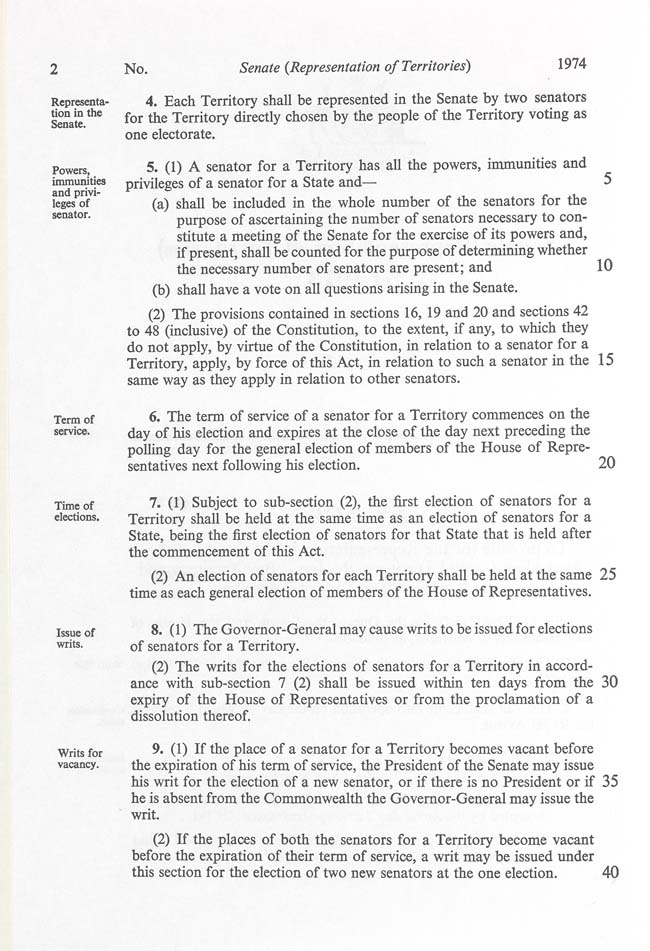 Senate (Representation of Territories) Act 1973 (Cth), p2