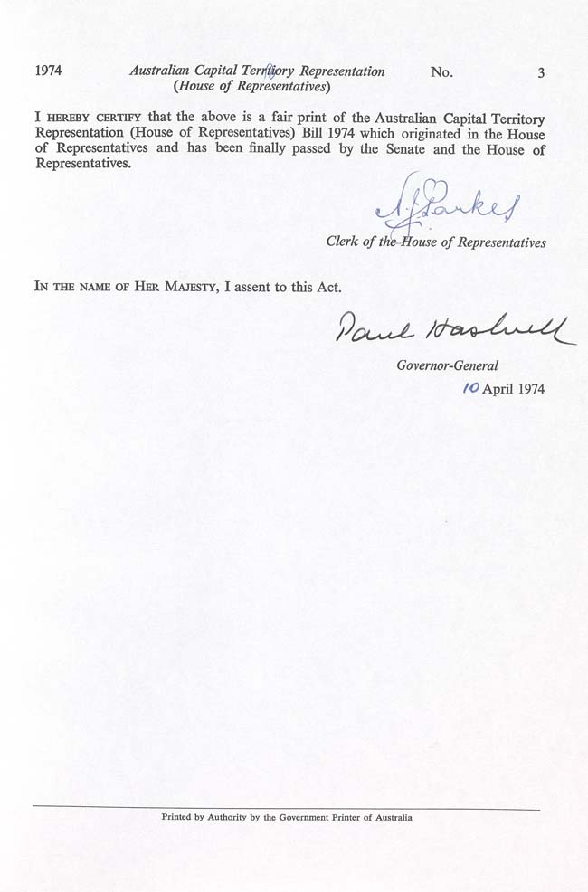 ACT Representation (House of Representatives) Act 1974 (Cth), p3
