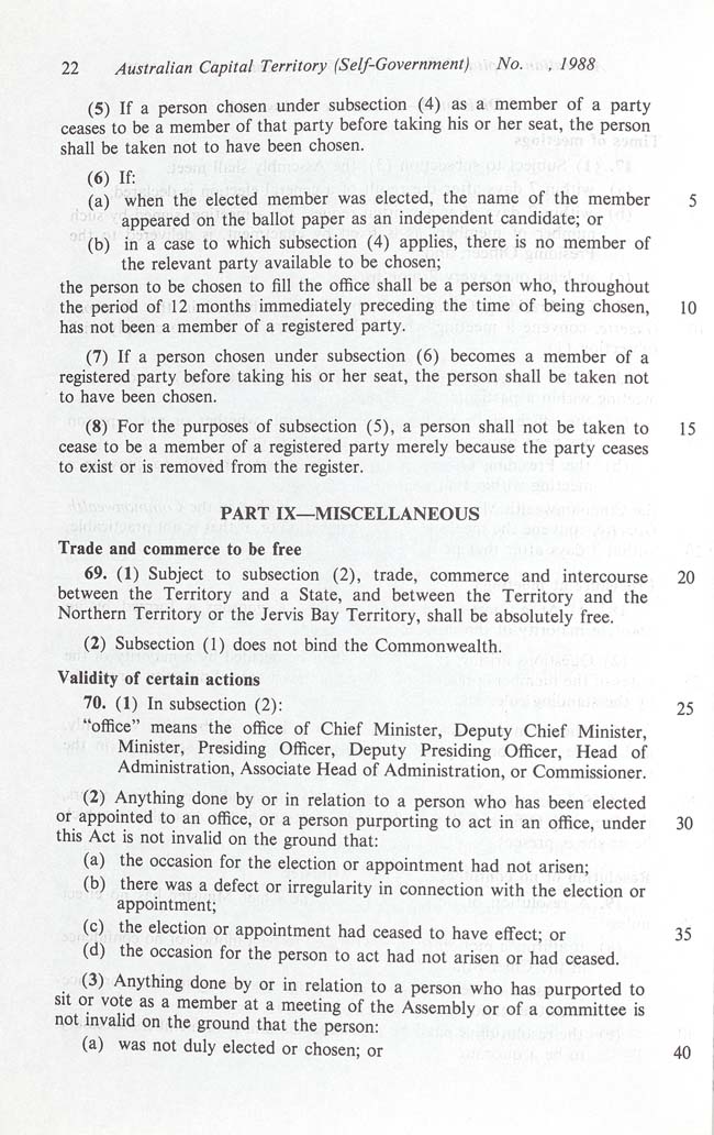 Australian Capital Territory (Self-Government) Act 1988 (Cth), p22