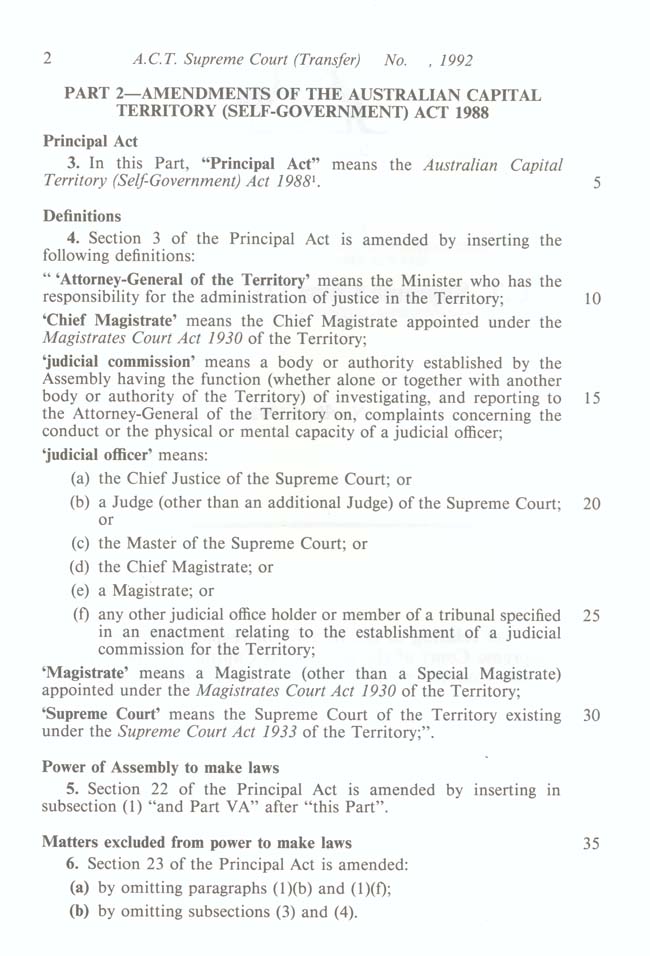ACT Supreme Court Transfer Act 1992 (Cth), p2