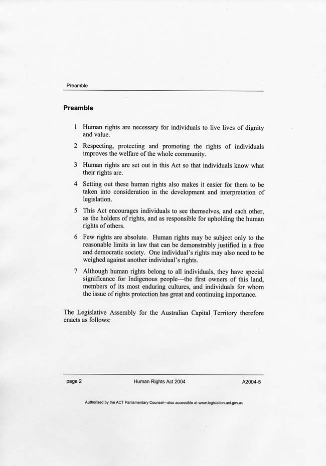 Human Rights Act 2004 (ACT), p2