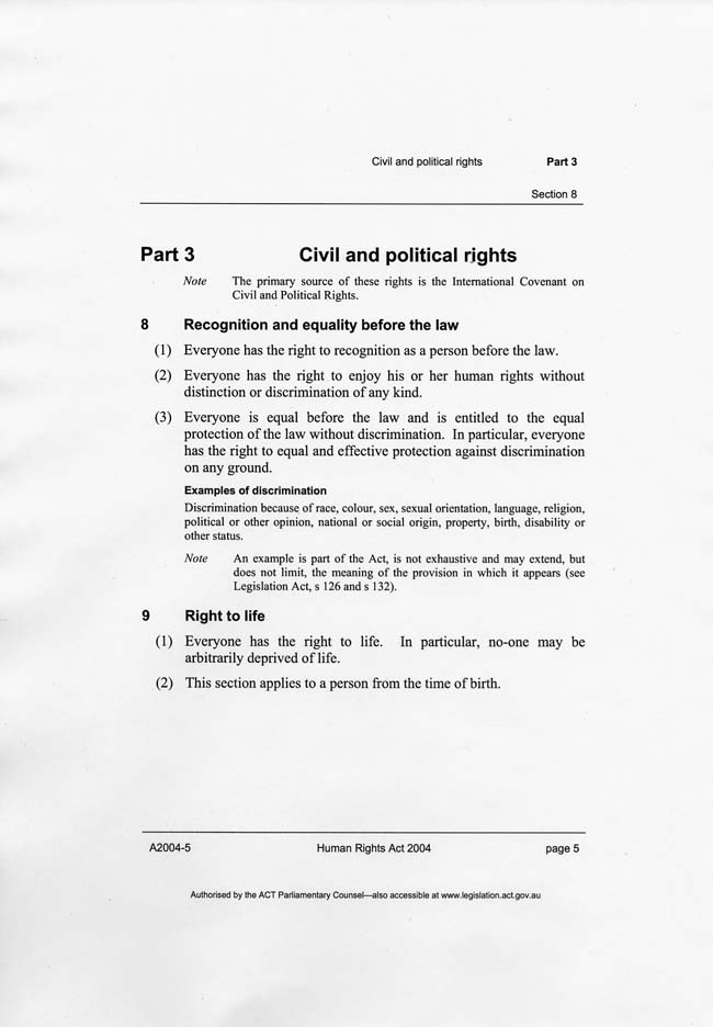 Human Rights Act 2004 (ACT), p5