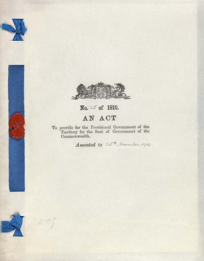 Seat of Government (Administration) Act 1910 (Cth), cover