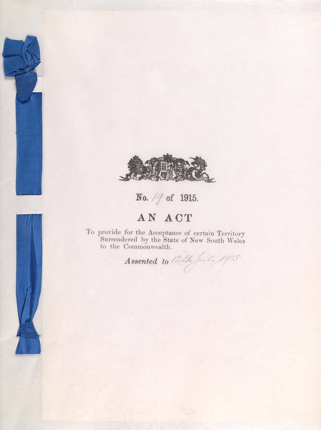 Jervis Bay Territory Acceptance Act 1915 (Cth), cover