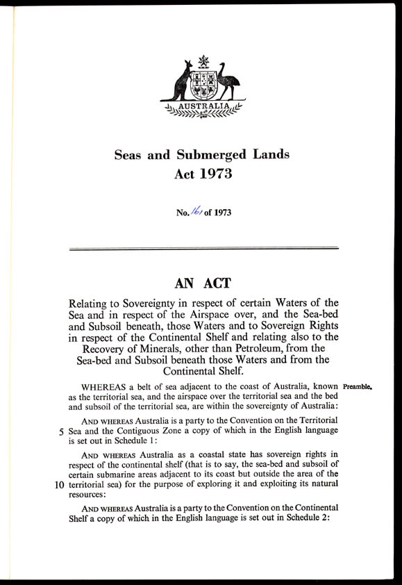 Seas and Submerged Lands Act 1973 (Cth), p1