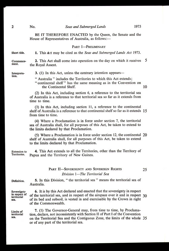 Seas and Submerged Lands Act 1973 (Cth), p2