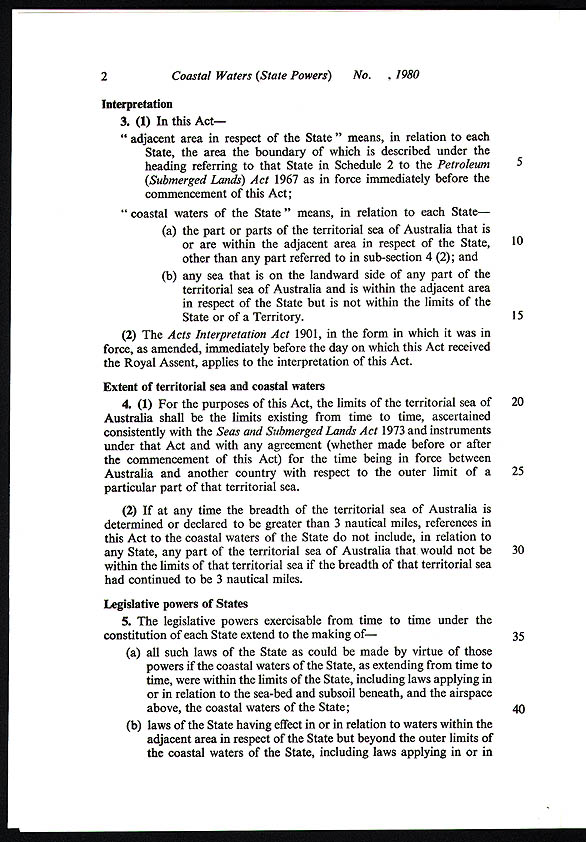 Coastal Waters (State Powers) Act 1980 (Cth), p2