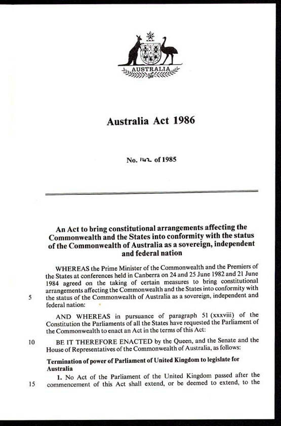 Australia Act 1986 (Cth), p1