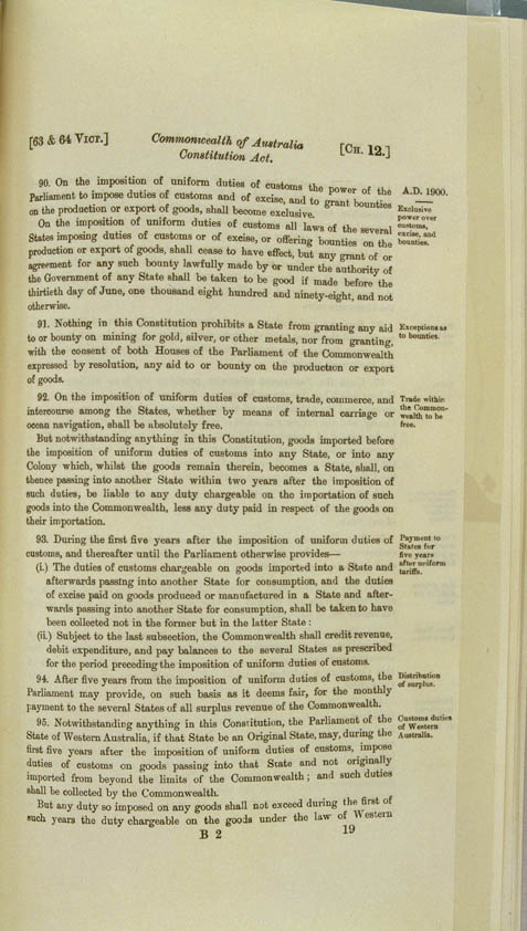 Commonwealth of Australia Constitution Act 1900 (UK), p19