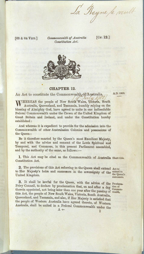 Commonwealth of Australia Constitution Act 1900 (UK), p1