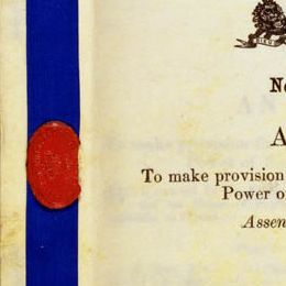 Detail of the cover of the Judiciary Act 1903 (Cth), showing the wax seal.