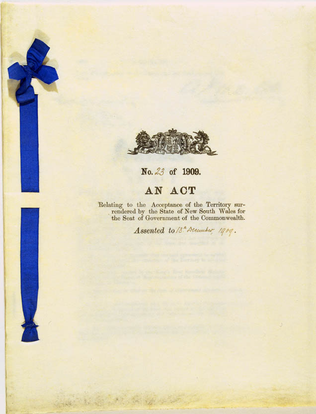 Seat of Government Acceptance Act 1909 (Cth), cover