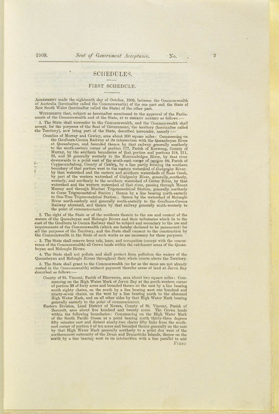 Seat of Government Acceptance Act 1909 (Cth), p3