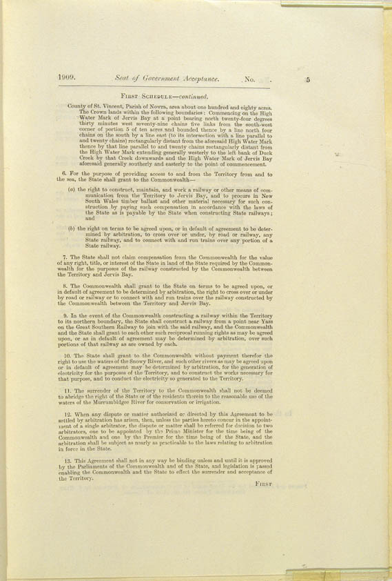 Seat of Government Acceptance Act 1909 (Cth), p5