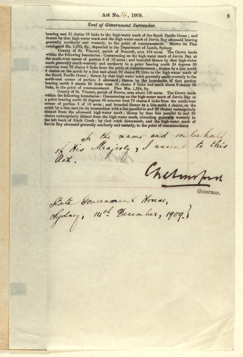 Seat of Government Surrender Act 1909 (NSW), p8