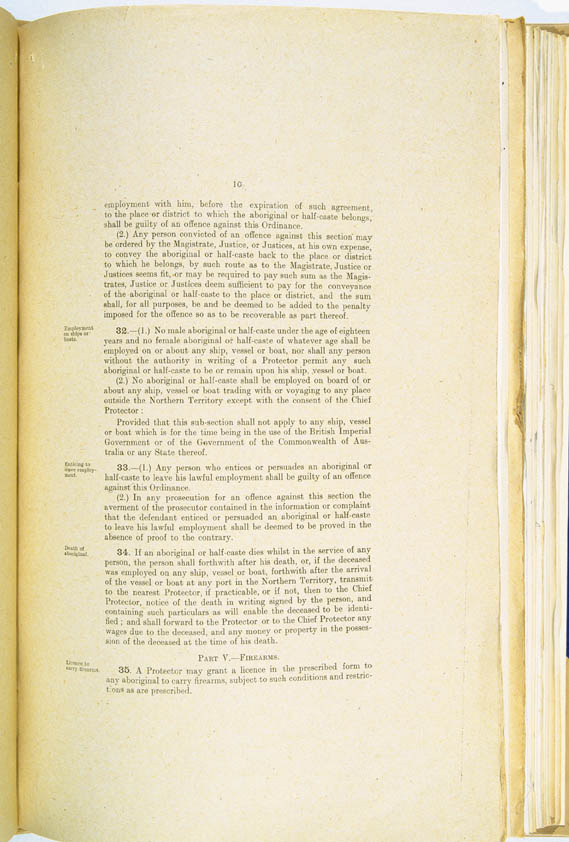 Aboriginals Ordinance No. 9 of 1918 (Cth), p10