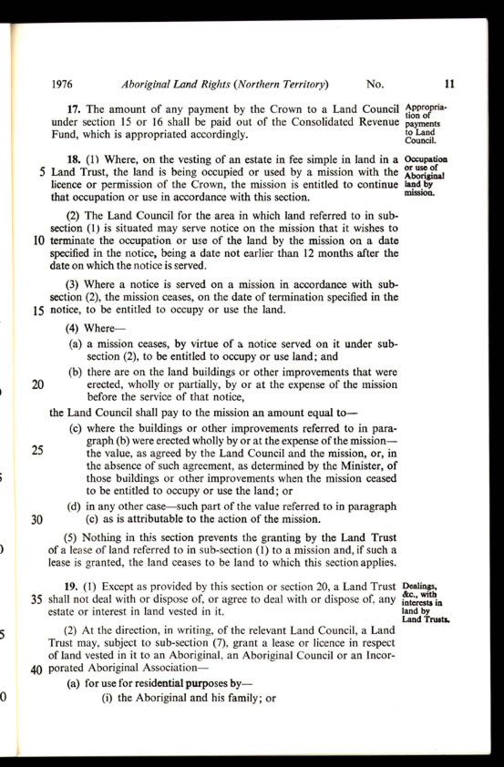 Aboriginal Land Rights (Northern Territory) Act 1976 (Cth), p11