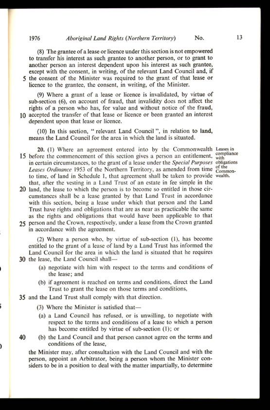 Aboriginal Land Rights (Northern Territory) Act 1976 (Cth), p13