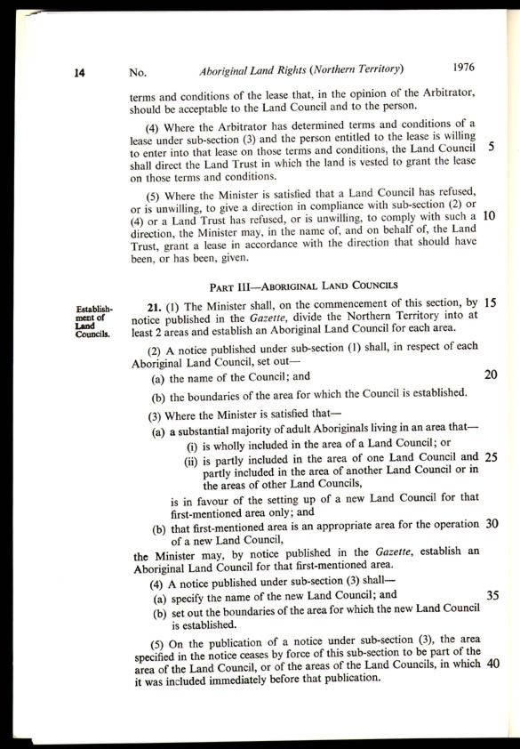 Aboriginal Land Rights (Northern Territory) Act 1976 (Cth), p14