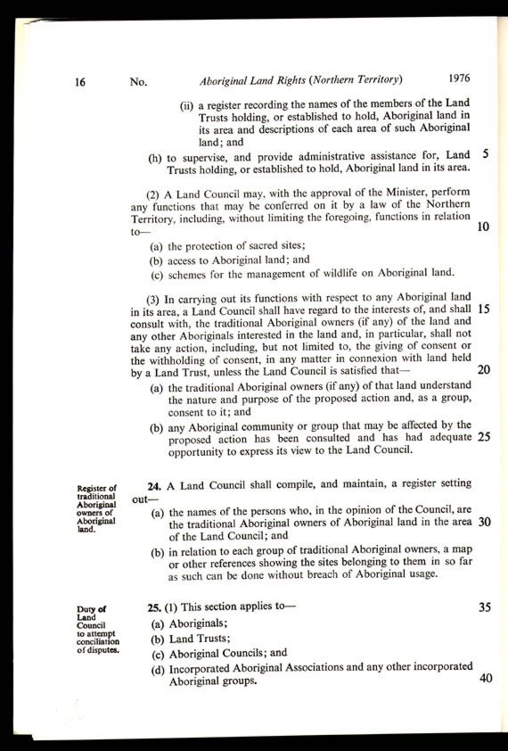 Aboriginal Land Rights (Northern Territory) Act 1976 (Cth), p16
