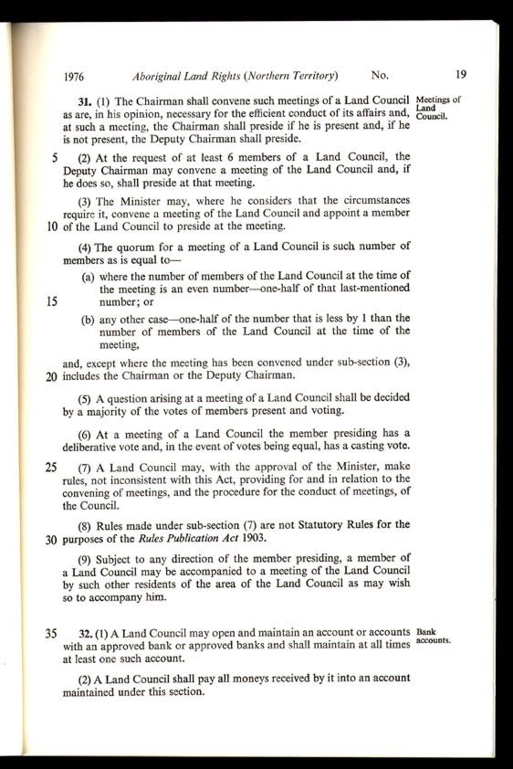 Aboriginal Land Rights (Northern Territory) Act 1976 (Cth), p19