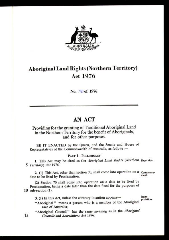 Aboriginal Land Rights (Northern Territory) Act 1976 (Cth), p1